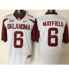 Oklahoma Sooners 6 Baker Mayfield White College Football Jersey