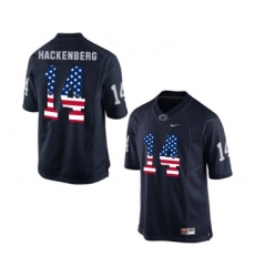 Penn State Nittany Lions 14 Christian Hackenberg Blue USA Flag College Football Limited Jersey