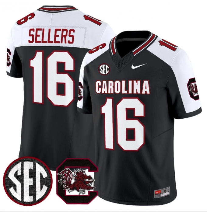 Men's South Carolina Fighting Gamecocks #16 LaNorris Sellers Black White 2026 F.U.S.E. Stitched Nike Jersey
