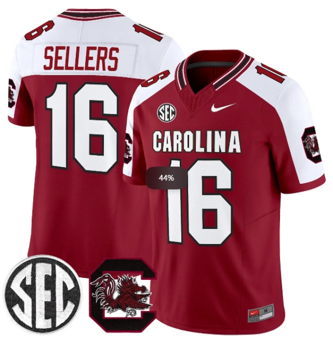 Men's South Carolina Fighting Gamecocks #16 LaNorris Sellers Garnet White 2026 F.U.S.E. Stitched Nike Jersey