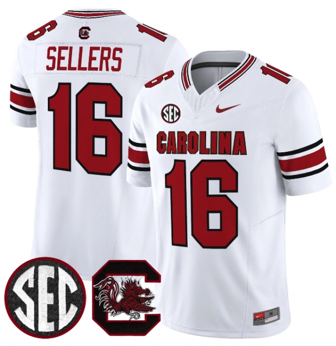 Men's South Carolina Fighting Gamecocks #16 LaNorris Sellers White 2026 F.U.S.E. Stitched Nike Jersey