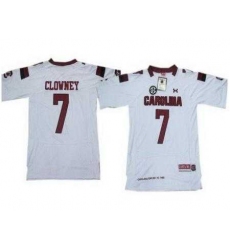 Under Armour South Carolina 7 Javedeon Clowney White New Style Jerseys with New SEC Patch