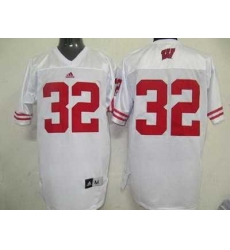 Badgers #32 White Embroidered NCAA Jersey