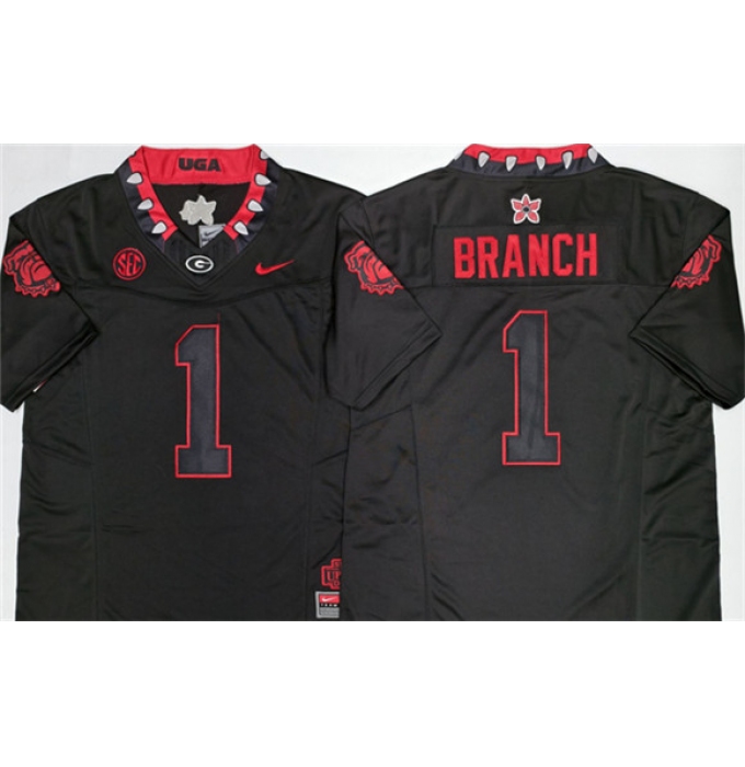 Men's Georgia Bulldogs #1 Zachariah Branch White 2026 F.U.S.E. Stitched Jersey