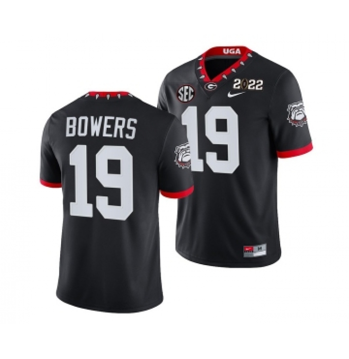 Men’s Georgia Bulldogs #19 Brock Bowers 2022 Patch Black College Football Stitched Jersey