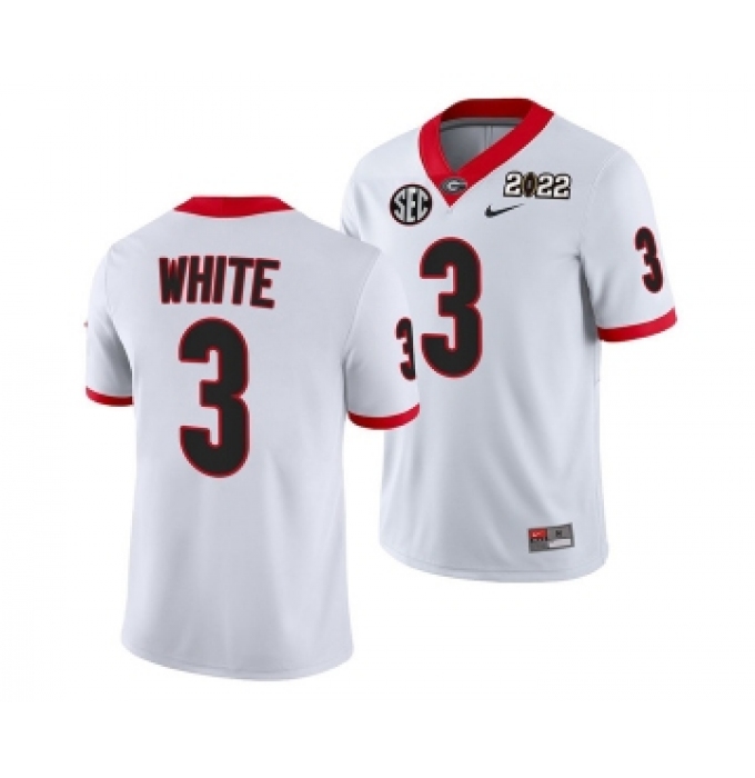 Men’s Georgia Bulldogs #3 Zamir White 2022 Patch White College Football Stitched Jersey