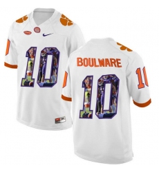 Clemson Tigers #10 Ben Boulware White With Portrait Print College Football Jersey9