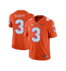 Clemson Tigers 3 Artavis Scott Orange With Diamond Logo College Football Jersey