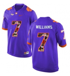 Clemson Tigers #7 Mike Williams Purple With Portrait Print College Football Jersey5