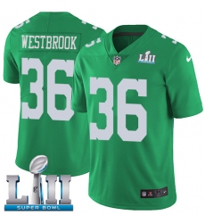 Youth Nike Philadelphia Eagles #36 Brian Westbrook Limited Green Rush Vapor Untouchable Super Bowl LII NFL Jersey