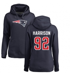 NFL Women's Nike New England Patriots #92 James Harrison Navy Blue Name & Number Logo Pullover Hoodie
