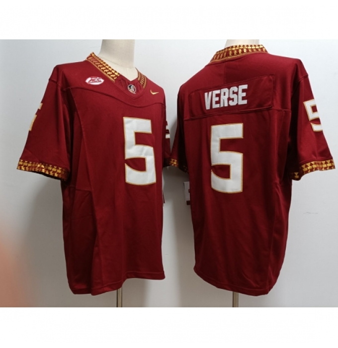 Men's Florida State Seminoles #5 Jared Verse Red 2023 F U S E Stitched Limited NCAA Jersey
