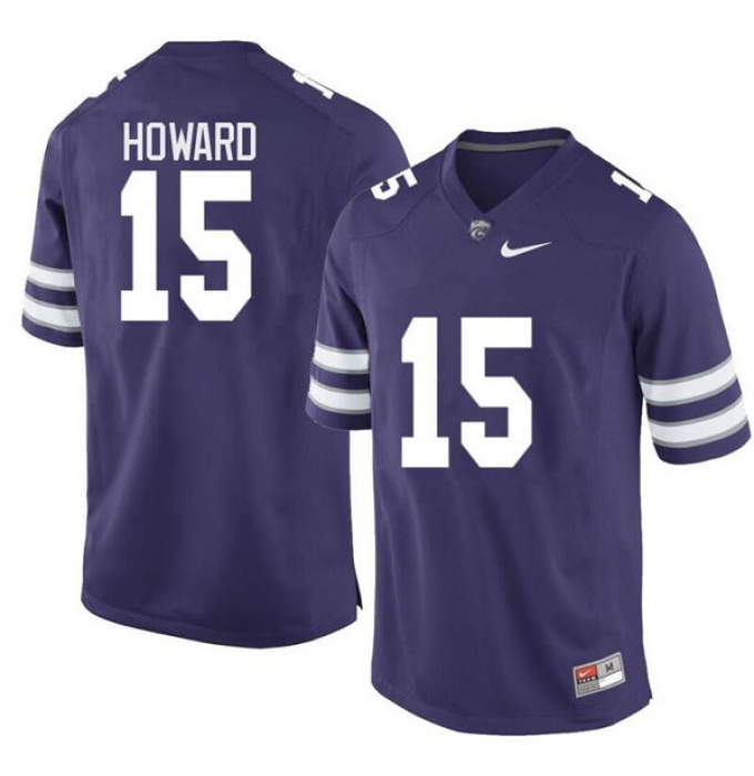 Men's Kansas State Wildcats #15 Will Howard Purple Limited Stitched Jersey