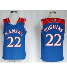 Kansas Jayhawks #22 Andrew Wiggins Blue Basketball Stitched NCAA Jersey