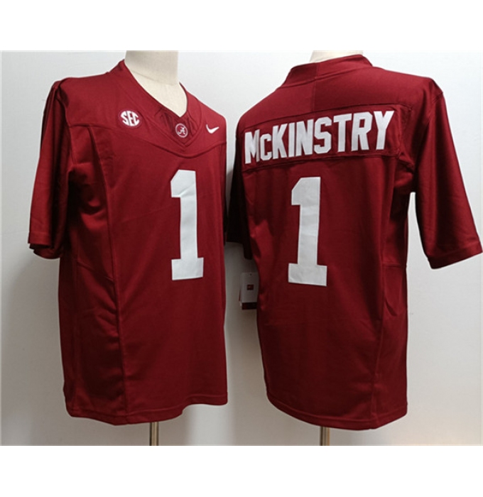 Men's Alabama Crimson Tide #1 Kool-Aid McKinstry Red 2023 F.U.S.E. Stitched Football Jersey