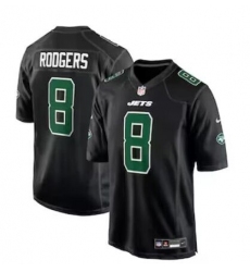 Men's New York Jets #8 Aaron Rodgers Black Fashion Game Limited Jersey