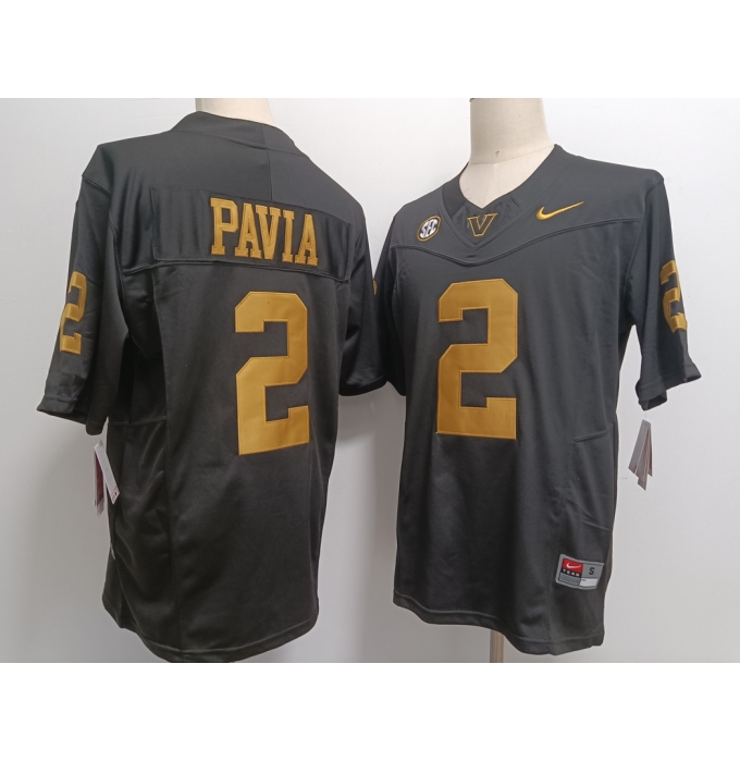 Men's Vanderbilt Commodores #2 Diego Pavia Black Gold FUSE College Football Jersey