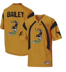 West Virginia Mountaineers #3 Stedman Bailey Gold With Portrait Print College Football Jersey