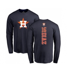 Baseball Houston Astros #16 Aledmys Diaz Navy Blue Backer Long Sleeve T-Shirt
