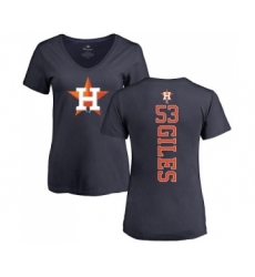 MLB Women's Nike Houston Astros #53 Ken Giles Navy Blue Backer T-Shirt