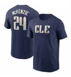 Men's Cleveland Guardians #24 Triston McKenzie Navy 2024 City Connect Name & Number T-Shirt