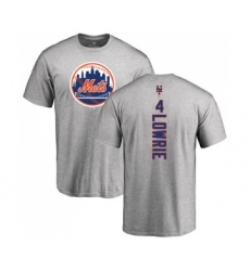 Baseball New York Mets #4 Jed Lowrie Ash Backer T-Shirt