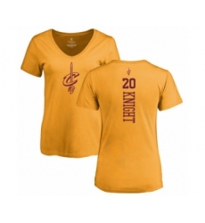 Basketball Women's Cleveland Cavaliers #20 Brandon Knight Gold One Color Backer Slim-Fit V-Neck T-Shirt