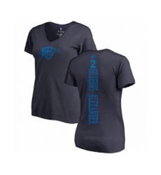 Basketball Women's Oklahoma City Thunder #2 Shai Gilgeous-Alexander Navy Blue One Color Backer Slim-Fit V-Neck T-Shirt