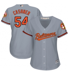 Women's Majestic Baltimore Orioles #54 Andrew Cashner Replica Grey Road Cool Base MLB Jersey