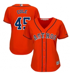 Women's Majestic Houston Astros #45 Gerrit Cole Replica Orange Alternate Cool Base MLB Jersey