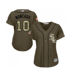 Women's Majestic Chicago White Sox #10 Yoan Moncada Authentic Green Salute to Service MLB Jerseys