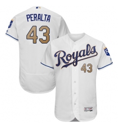 Men's Majestic Kansas City Royals #43 Wily Peralta White Flexbase Authentic Collection MLB Jersey