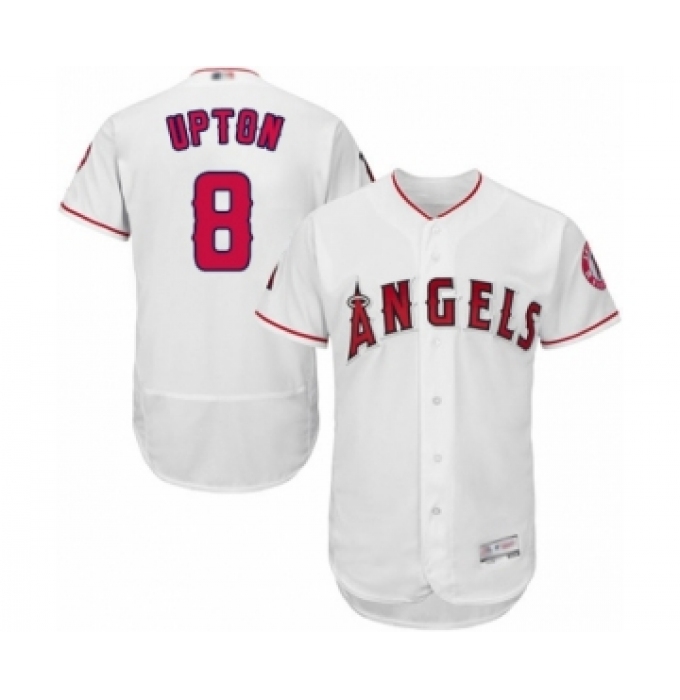 Men's Los Angeles Angels of Anaheim #8 Justin Upton White Home Flex Base Authentic Collection Baseball Jersey