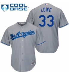 Youth Majestic Los Angeles Dodgers #33 Mark Lowe Authentic Grey Road Cool Base MLB Jersey