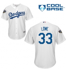 Youth Majestic Los Angeles Dodgers #33 Mark Lowe Authentic White Home Cool Base 2018 World Series MLB Jersey
