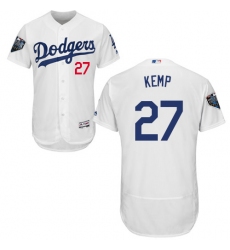 Men's Majestic Los Angeles Dodgers #27 Matt Kemp White Home Flex Base Authentic Collection 2018 World Series MLB Jersey