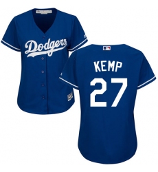 Women's Majestic Los Angeles Dodgers #27 Matt Kemp Authentic Royal Blue Alternate Cool Base MLB Jersey