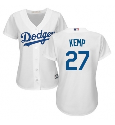 Women's Majestic Los Angeles Dodgers #27 Matt Kemp Authentic White Home Cool Base MLB Jersey