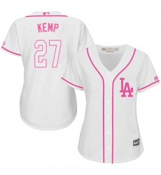 Women's Majestic Los Angeles Dodgers #27 Matt Kemp Replica White Fashion Cool Base MLB Jersey