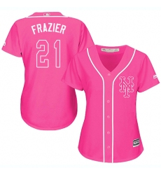 Women's Majestic New York Mets #21 Todd Frazier Authentic Pink Fashion Cool Base MLB Jersey