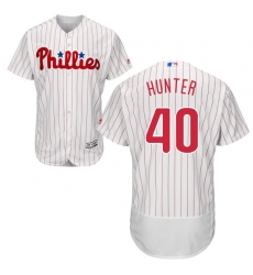 Men's Majestic Philadelphia Phillies #40 Tommy Hunter White Home Flex Base Authentic Collection MLB Jersey