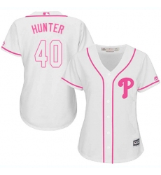 Women's Majestic Philadelphia Phillies #40 Tommy Hunter Authentic White Fashion Cool Base MLB Jersey