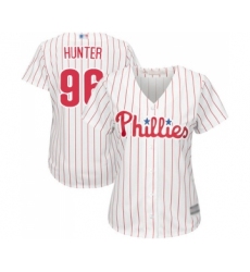 Women's Philadelphia Phillies #96 Tommy Hunter Replica White Red Strip Home Cool Base Baseball Jersey