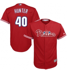 Youth Majestic Philadelphia Phillies #40 Tommy Hunter Replica Red Alternate Cool Base MLB Jersey