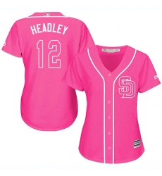 Women's Majestic San Diego Padres #12 Chase Headley Replica Pink Fashion Cool Base MLB Jersey