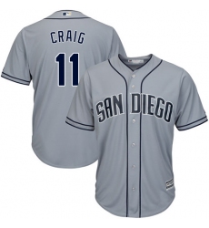 Men's Majestic San Diego Padres #11 Allen Craig Authentic Grey Road Cool Base MLB Jersey