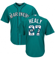 Men's Majestic Seattle Mariners #27 Ryon Healy Authentic Teal Green Team Logo Fashion Cool Base MLB Jersey