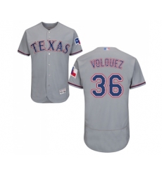 Men's Texas Rangers #36 Edinson Volquez Grey Road Flex Base Authentic Collection Baseball Jersey