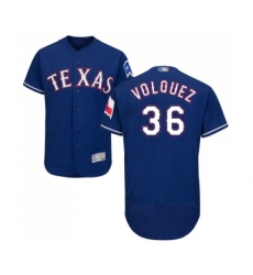 Men's Texas Rangers #36 Edinson Volquez Royal Blue Alternate Flex Base Authentic Collection Baseball Jersey