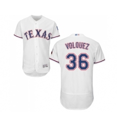 Men's Texas Rangers #36 Edinson Volquez White Home Flex Base Authentic Collection Baseball Jersey